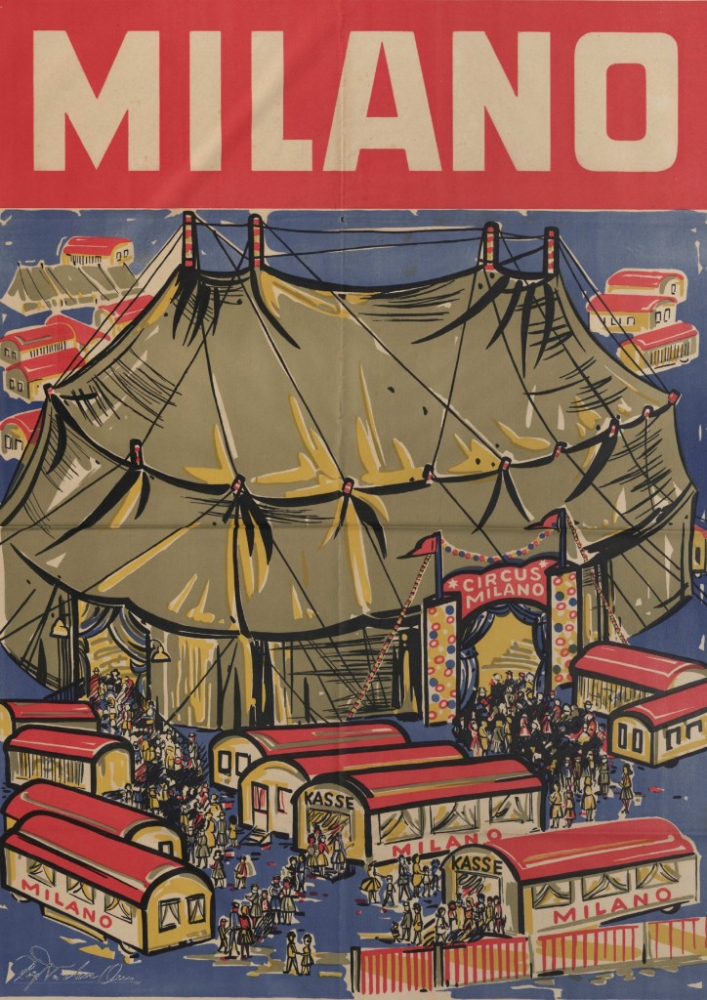Plakat Zirkus Milano, 1. Hälfte 1960er Jahre, Plakatkünstler: Rolf Teichmann, Sammlung Hartmut Küster