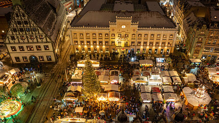 Luftbild des Weihnachtsmarktes